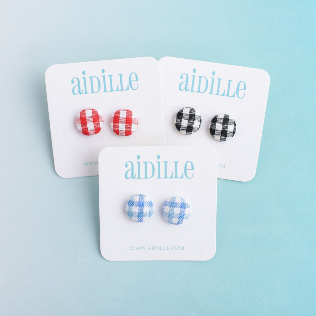 Fabric Button Single Pair Earrings