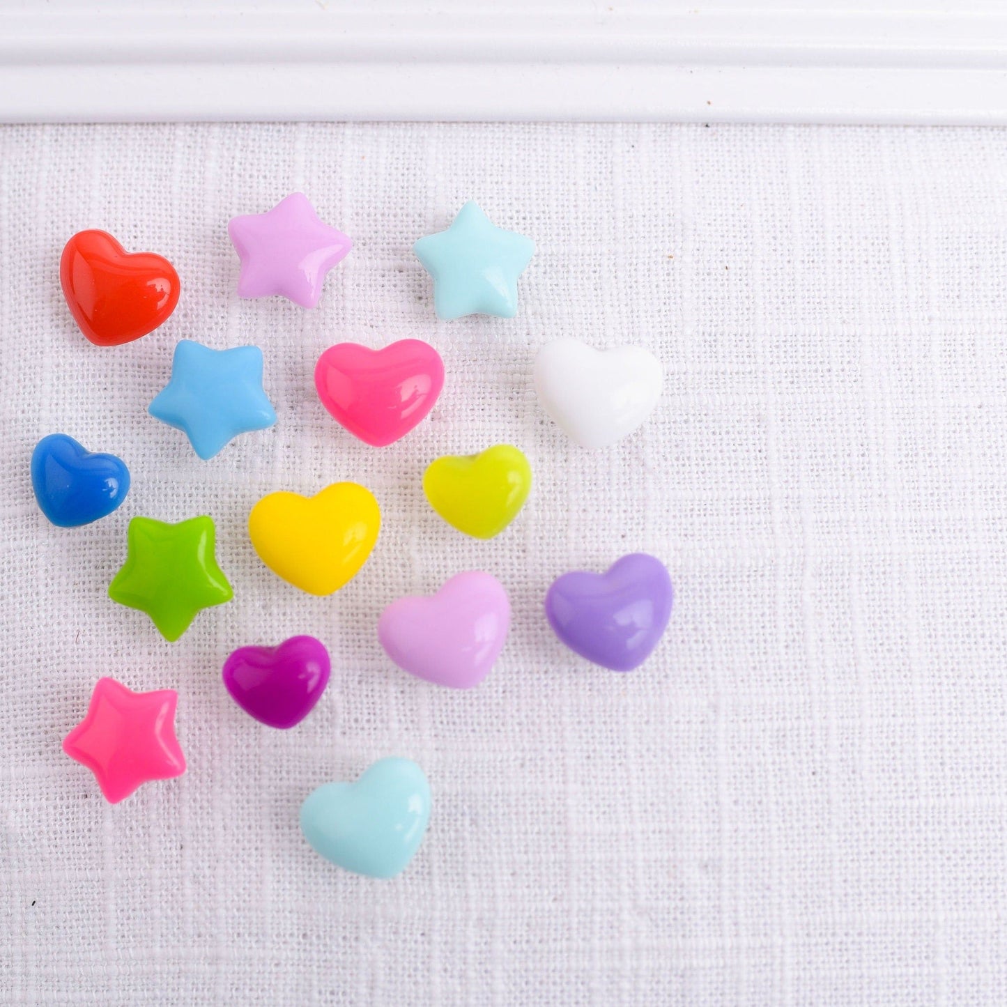 Colorful Rainbow Hearts and Star Push Pins- Set of 15