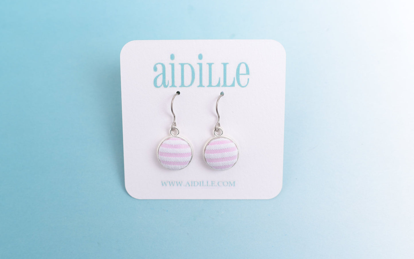 Seersucker Dangle Earrings with Titanium Ear Wires- Choose Pink or Blue