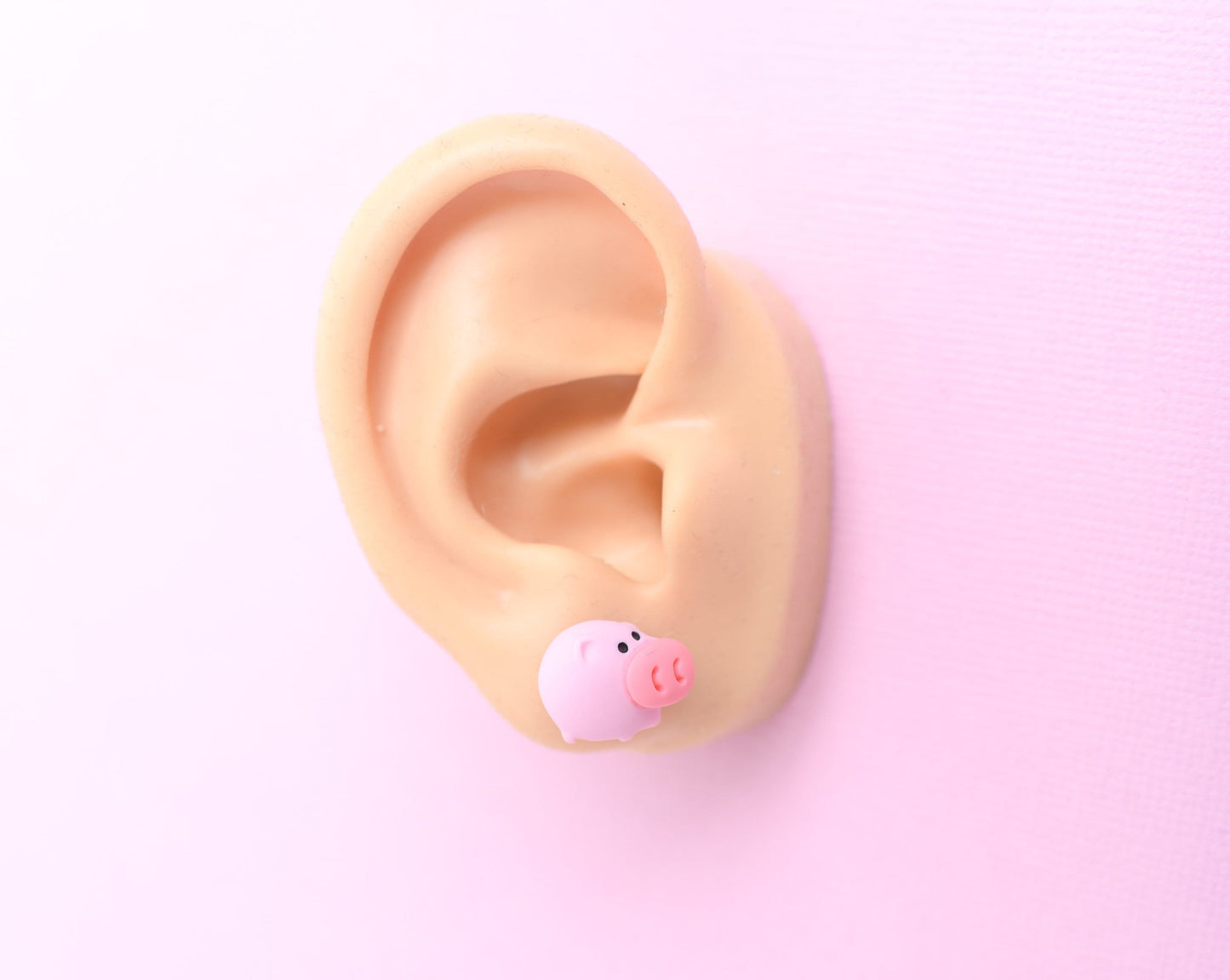 Cartoon Pig Earrings with Titanium Posts