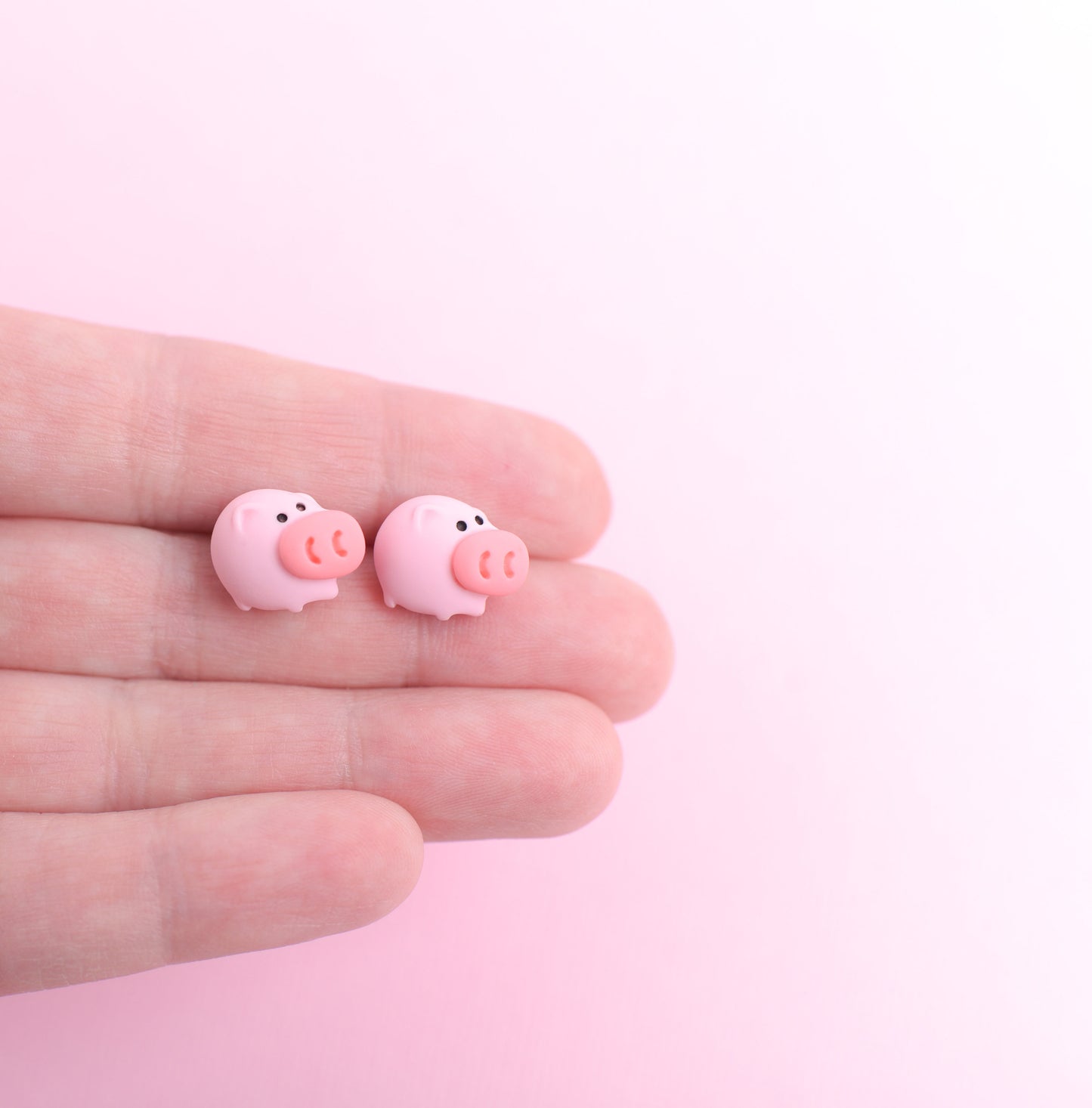 Cartoon Pig Earrings with Titanium Posts