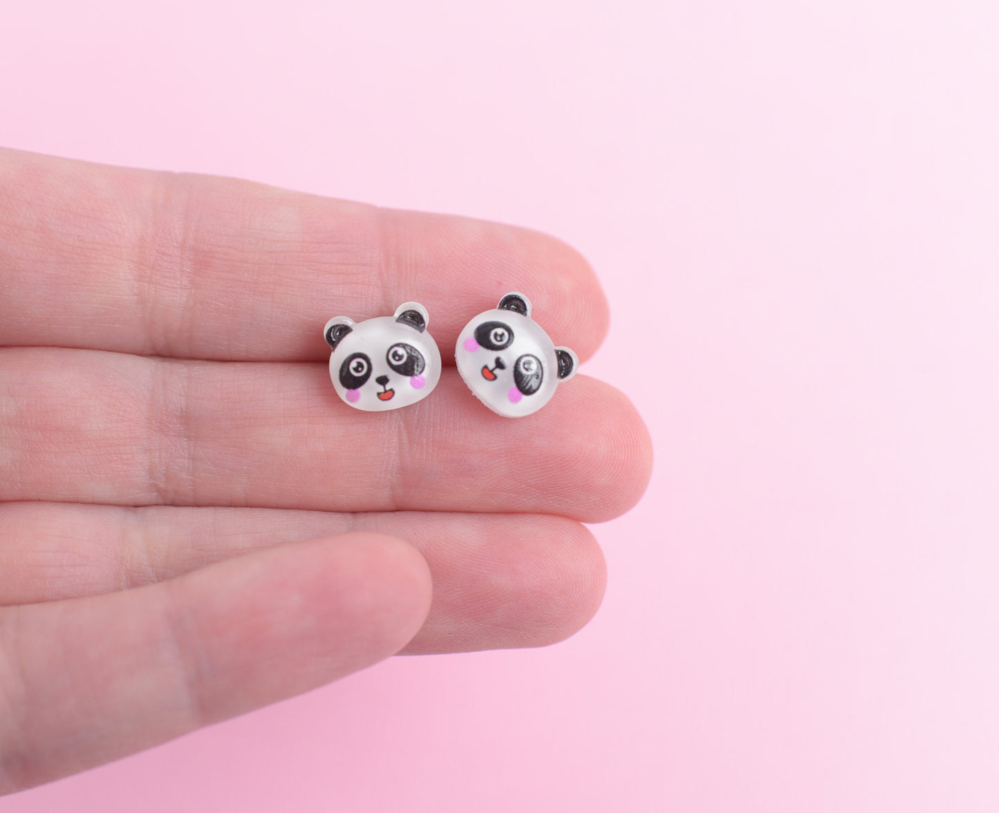Little 10mm Panda Earrings with Titanium Posts