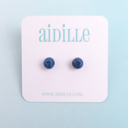 Mini 8mm Realistic Blueberry Earrings with Titanium Posts