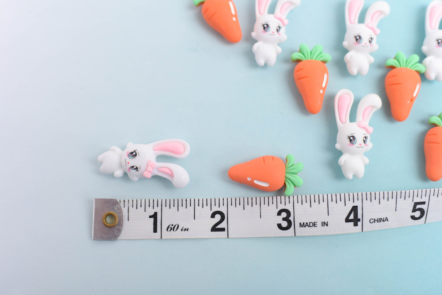 Cute Bunny Magnets with Option to add Resin Carrots- Set of 5 or 10