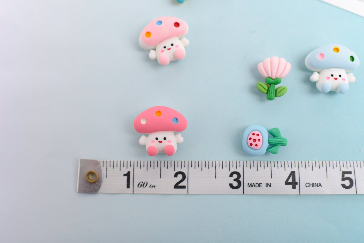 Mushroom & Flower Magnets- Set of 10