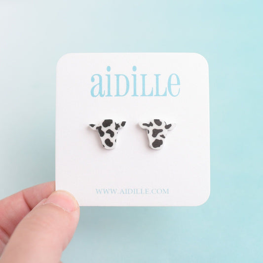 Cow Print Acrylic Earrings with Titanium Posts