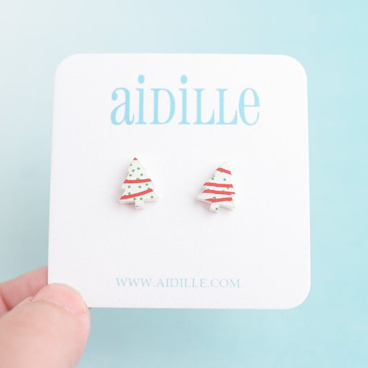 Christmas Tree Snack Cake Earrings with Titanium Posts